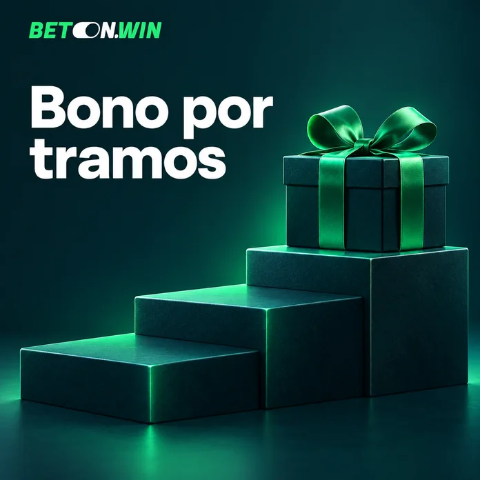 Ilustración del bono de bienvenida de Betonwin con un regalo sobre escalones