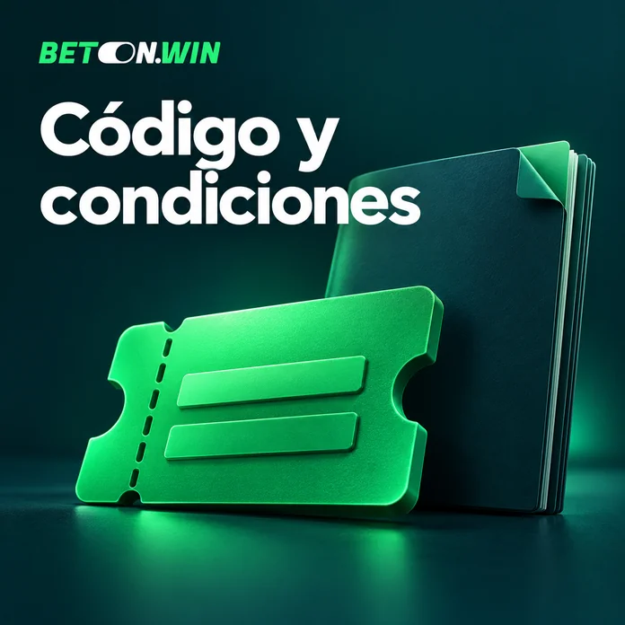 Ilustración del código promocional de Betonwin con un cupón y una guía de condiciones
