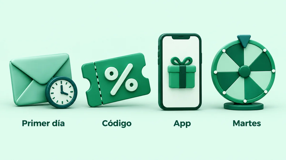 Esquema de cuatro ofertas de Betonwin y sus condiciones, con el código publicado para Chile