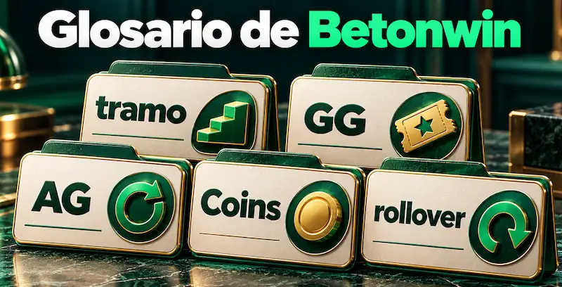 Glosario de Betonwin con los términos tramo, GG, AG, Coins y rollover