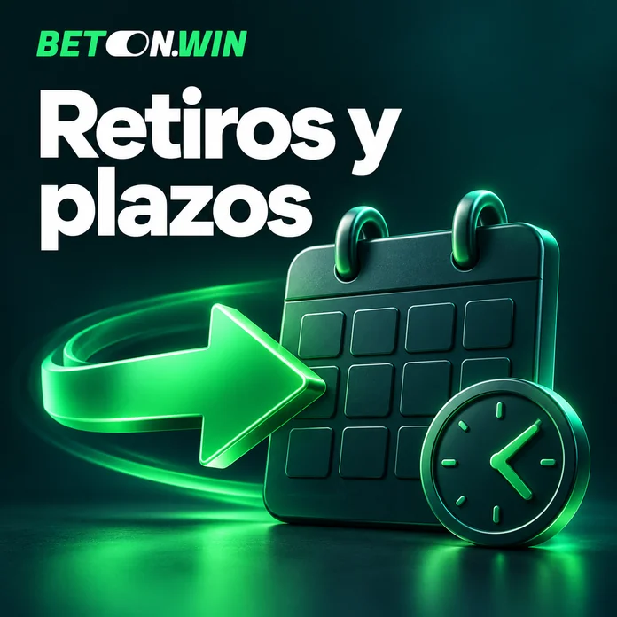 Ilustración de retiros en Betonwin con un calendario, un reloj y una flecha de salida